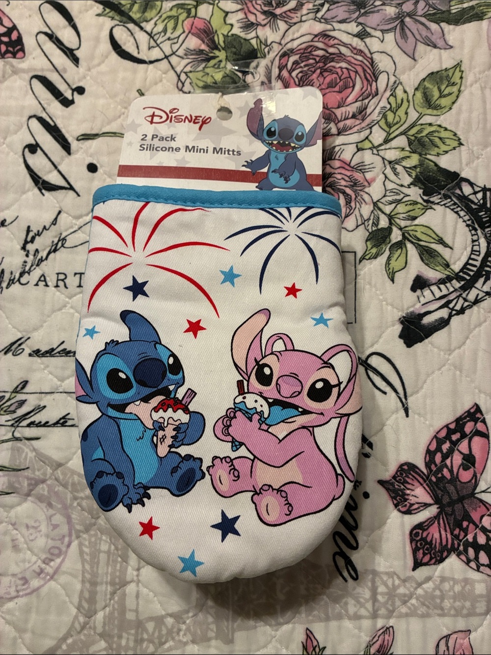Disney Lilo & Stitch Mini Oven Mitts -  Set of 2, Blue & Pink